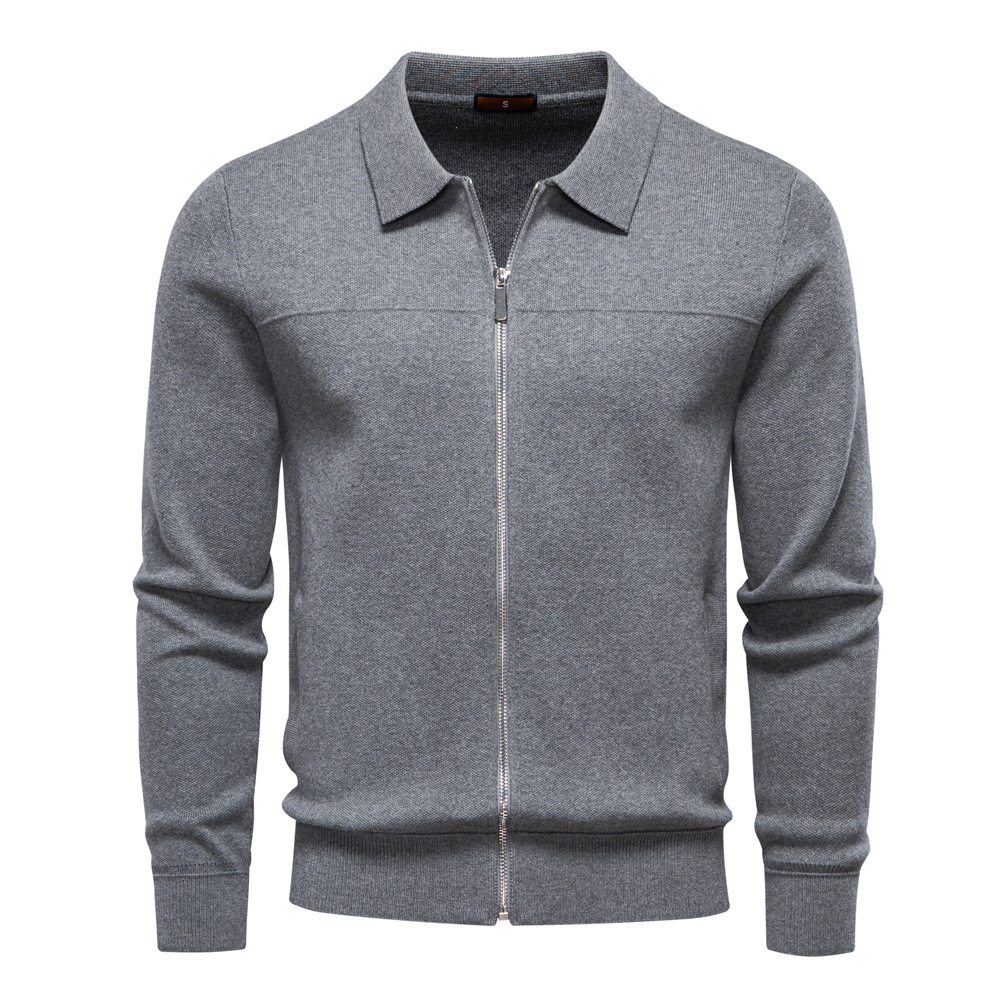 Men’s Cotton Knit Zip Jacket Cardigan
