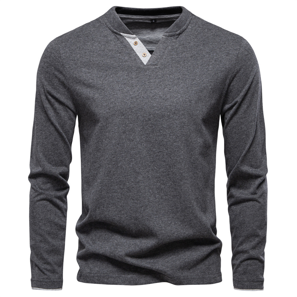 Men’s Cotton V-Neck Long Sleeve T-Shirt