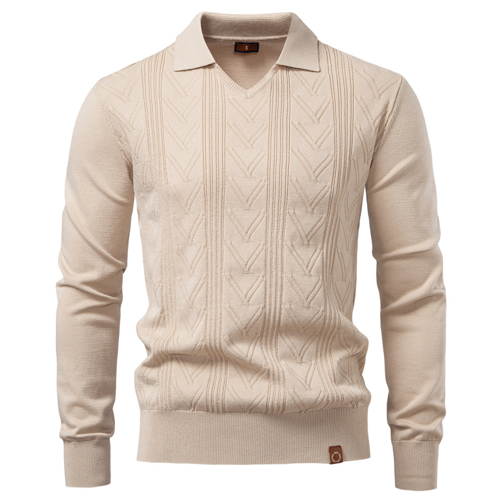 Men’s V-Neck Textured Knit Sweater