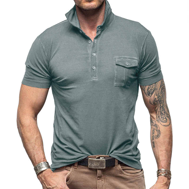 Men's Solid Color Collared Short Sleeve Polo Shirt