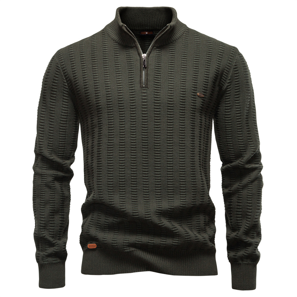 Men’s Half-Zip Striped Knit Sweater
