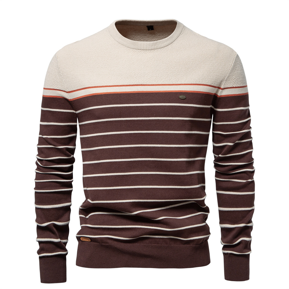 Men's Color Block Striped Knit Sweater