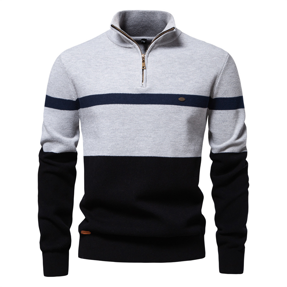 Men's Half-Zip Stand Collar Knit Sweater