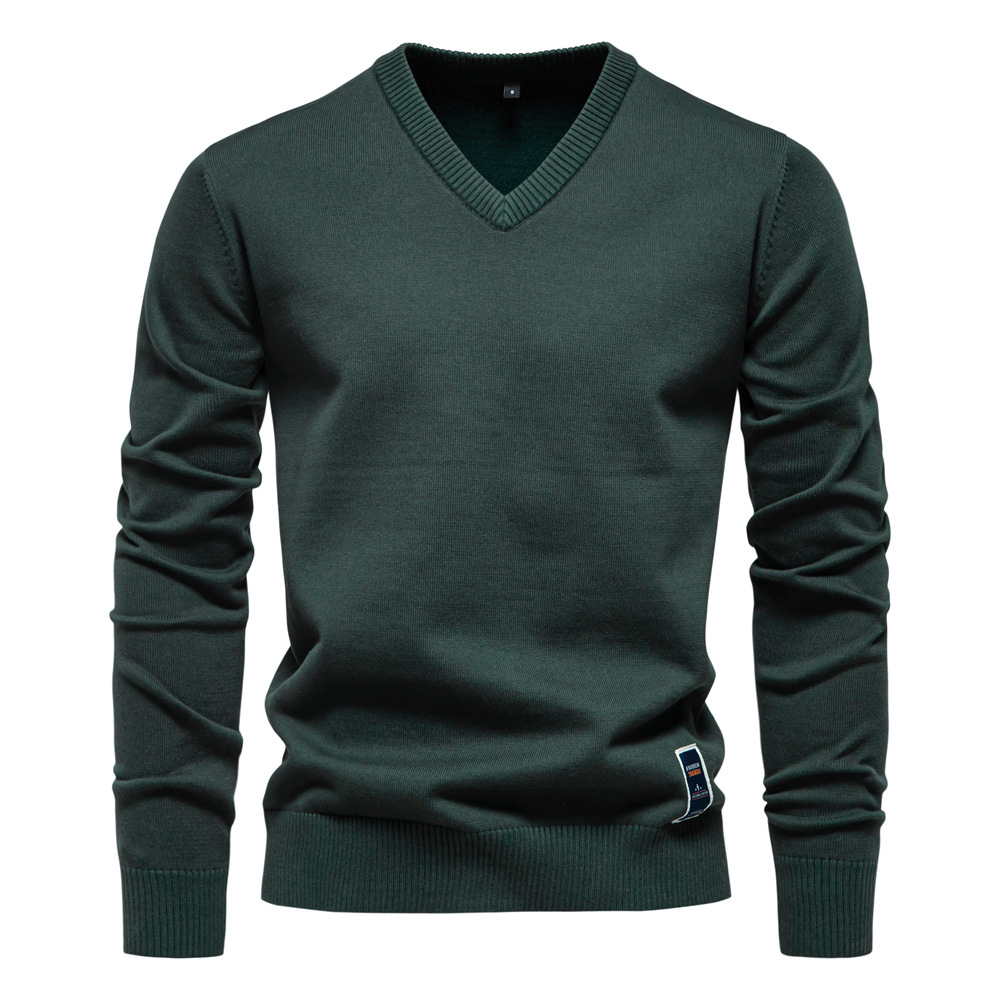 Men's Stretch Comfort V-Neck Cotton Sweater