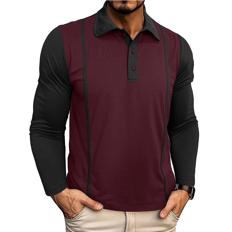 Men's Colorblock Long Sleeve Polo