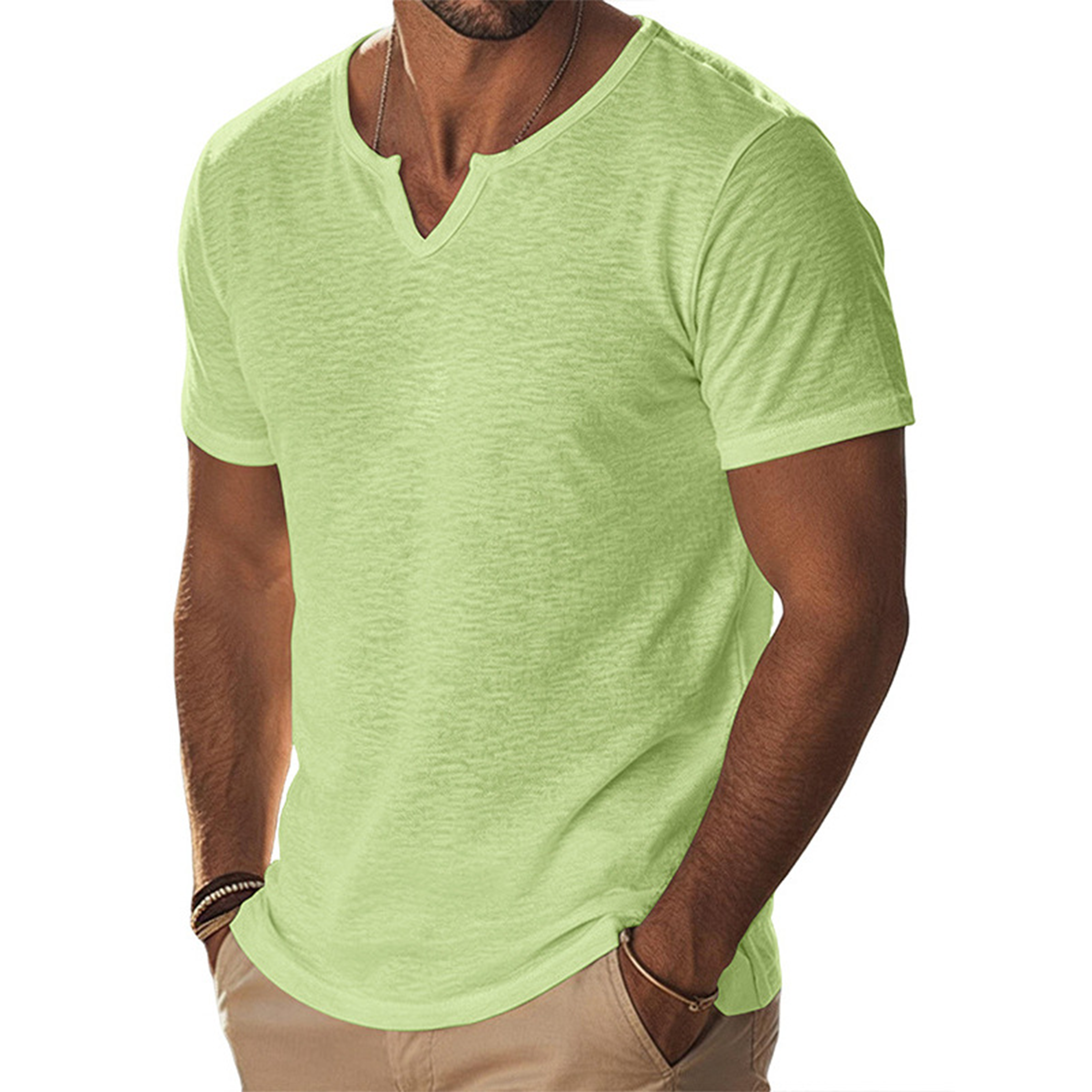 Men's Notch Neck Short Sleeve T-Shirt