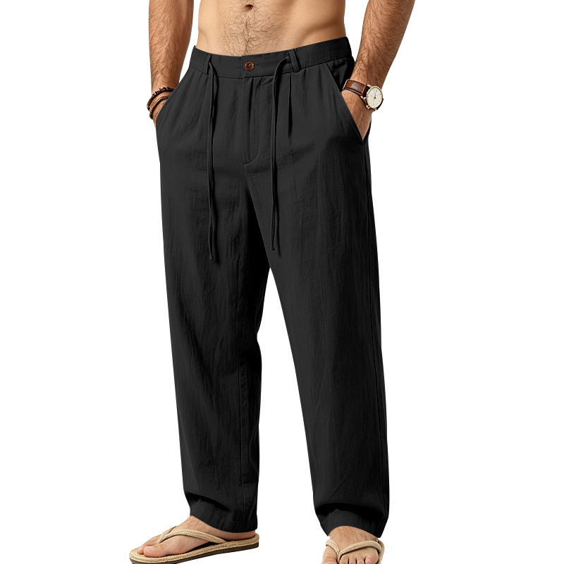 Men's Sand-Washed Linen Drawstring Pants