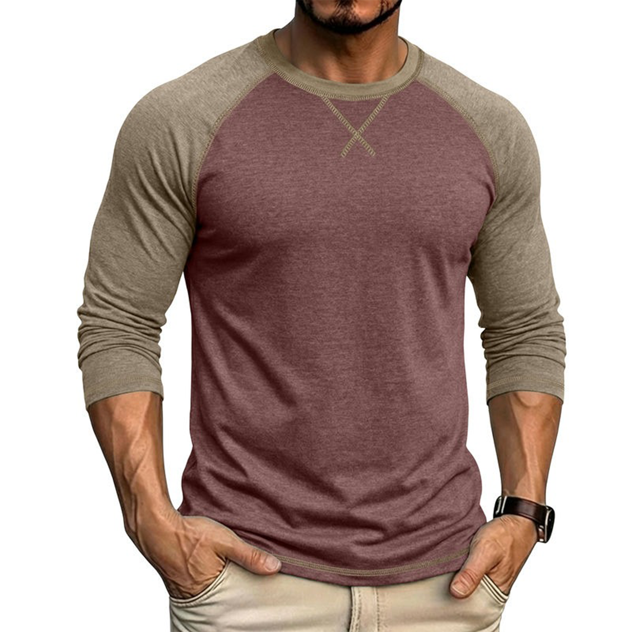 Men's Contrast Raglan Long Sleeve T-Shirt