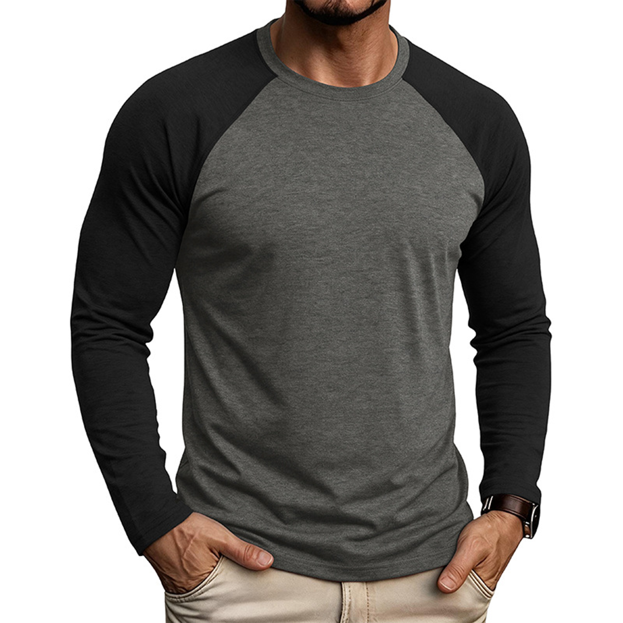 Men's Colorblock Raglan Long Sleeve T-Shirt