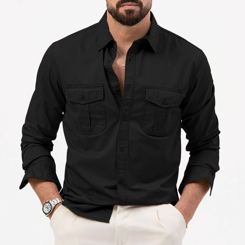 Men's Casual Multiple Pockets Long Sleeve Shirt
