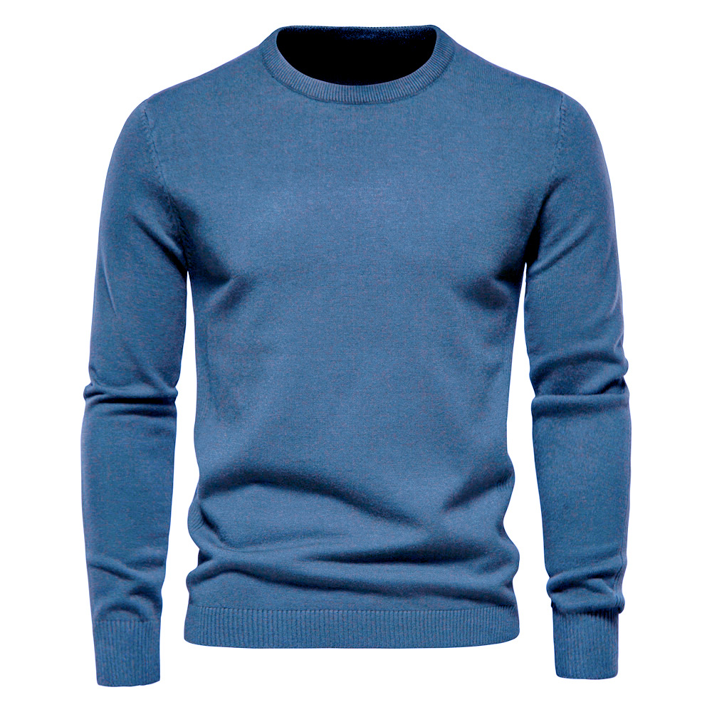 Men's Pullover Solid Color Warm Slim Crew Neck Sweater