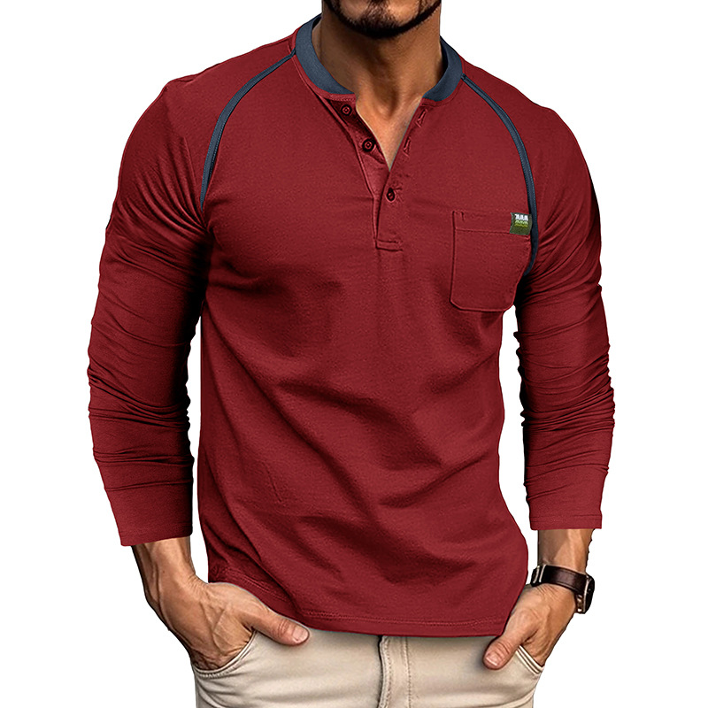 Men's Long Sleeve Henley Shirt for Fall/Winter