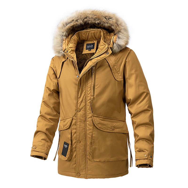 Men's Winter Fleece Lined Parka Jacket Coat with Removable Fur Hood