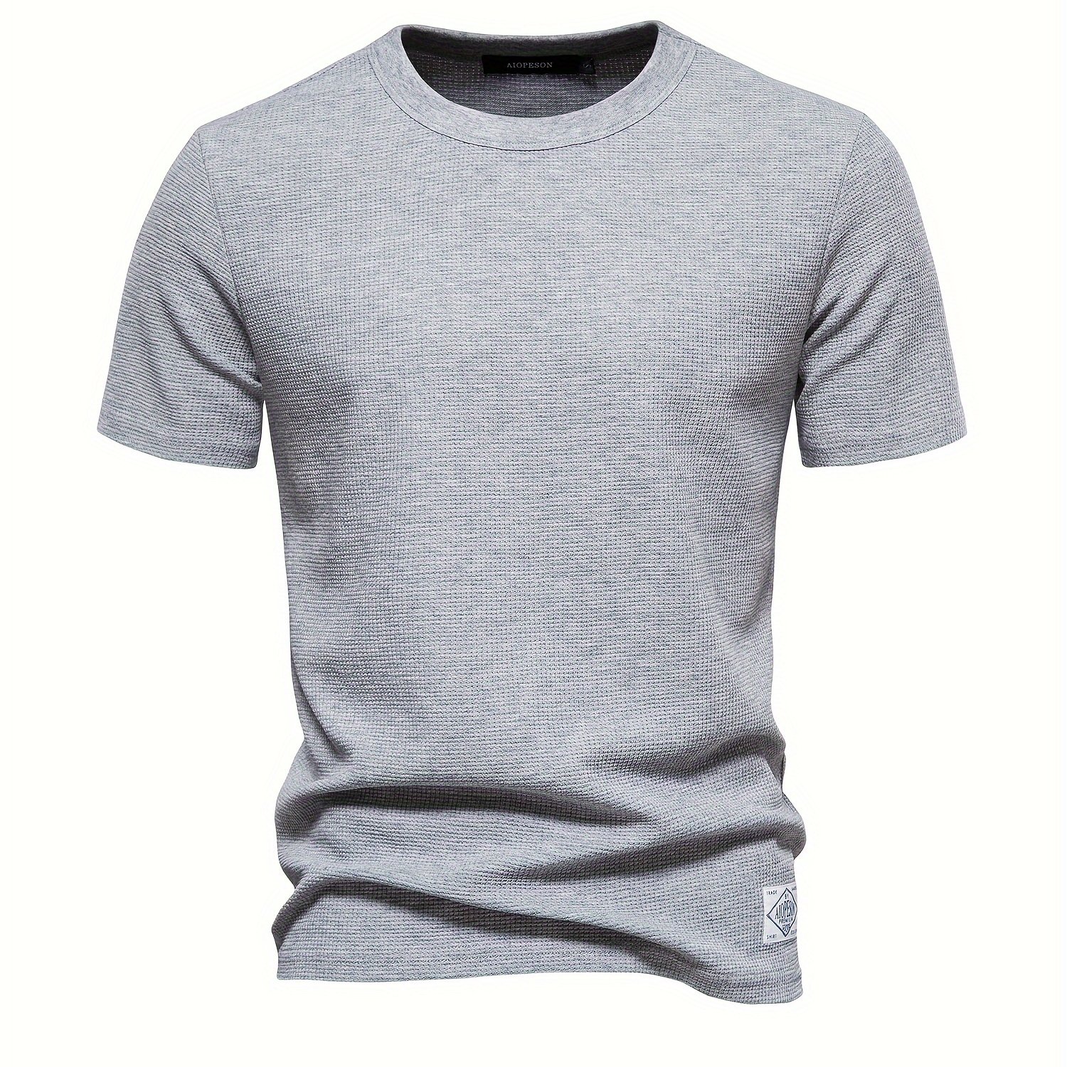 Men's Comfy Lightweight Short Sleeve Crew Neck Solid Waffle T-shirt