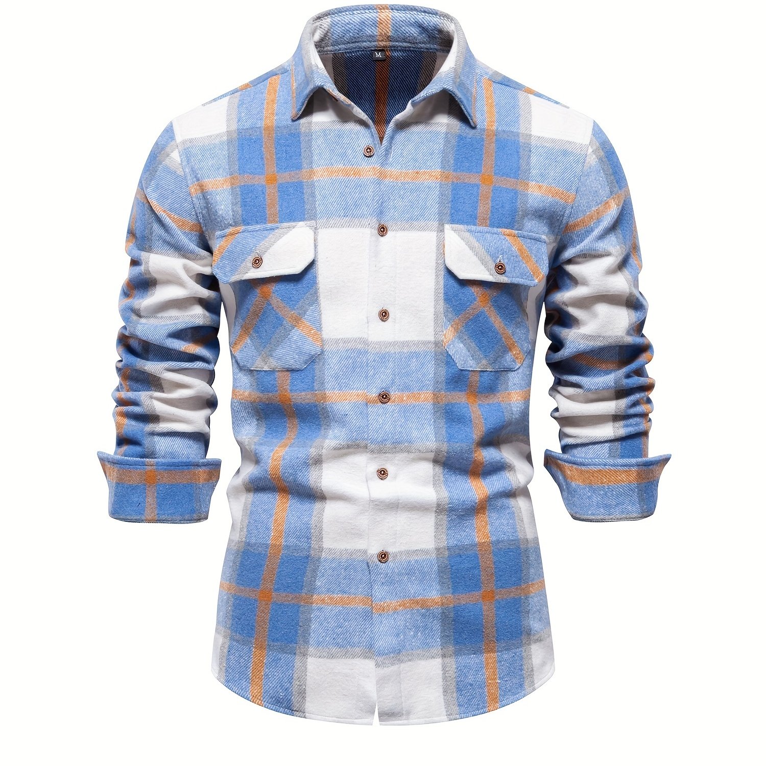 Men's Casual Stylish Plaid Long Sleeve Lapel Shirt