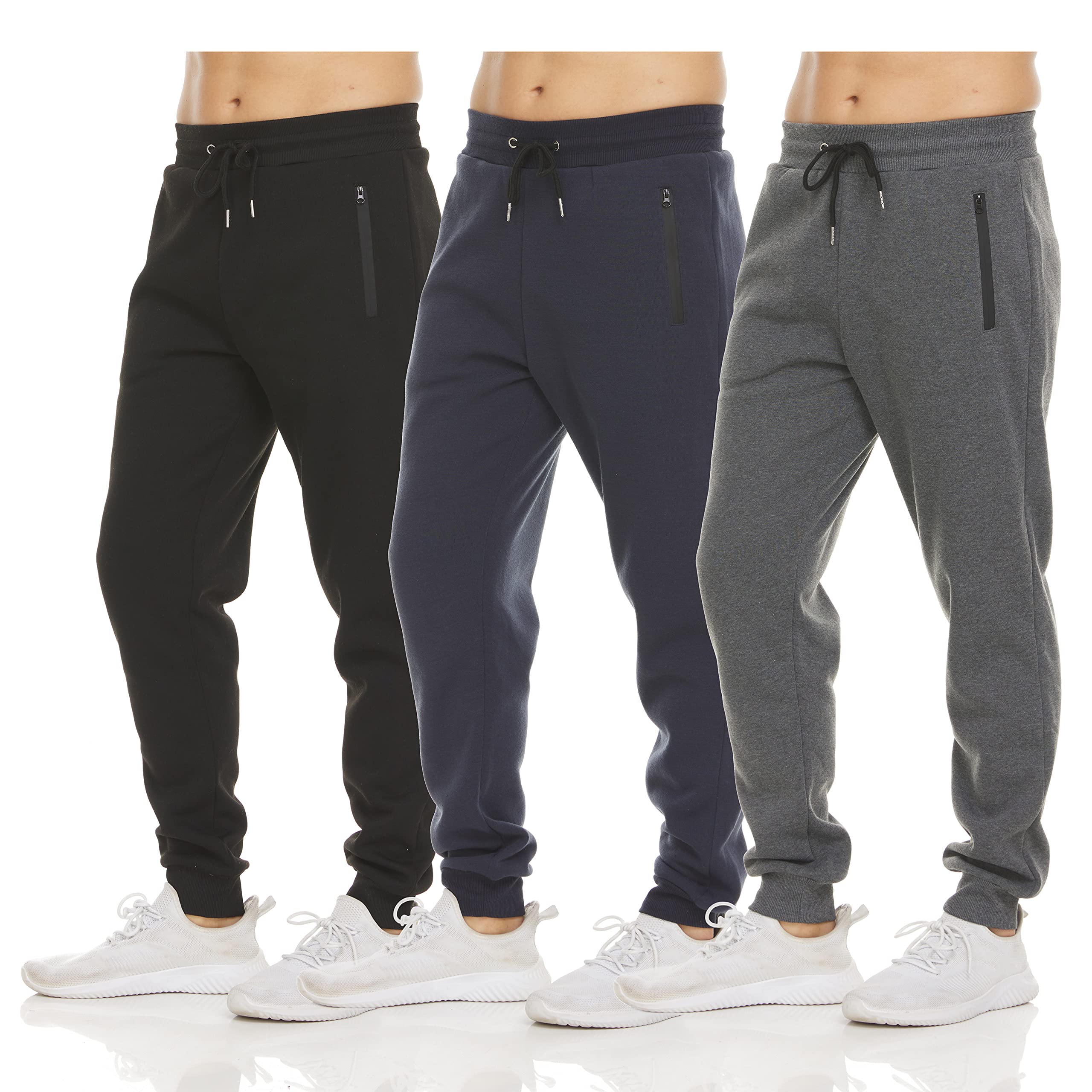 Mens Drawstring Fleece Sweatpants with Zipper Pocket
