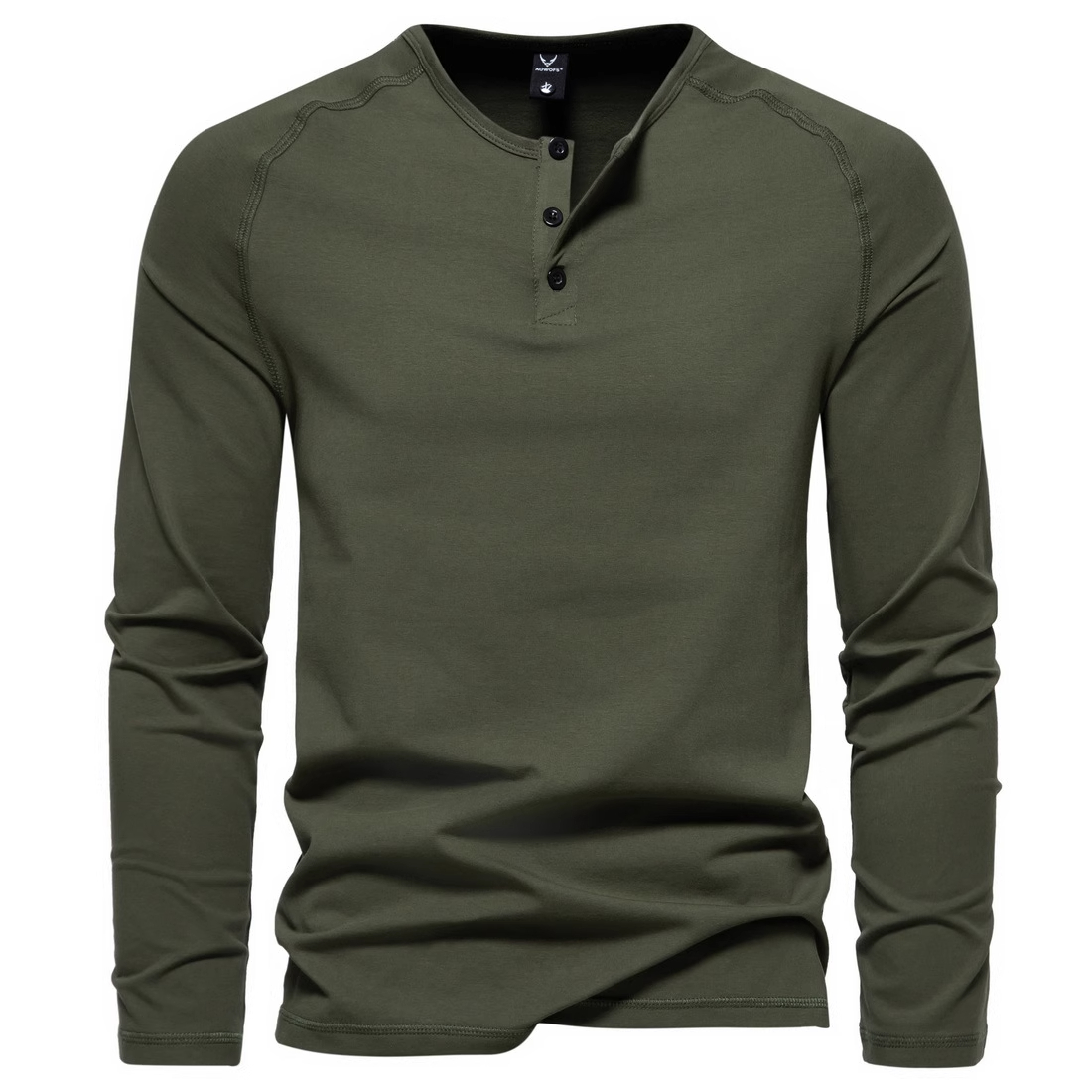 Men's Solid Color Casual Long Sleeve Henley T-shirt