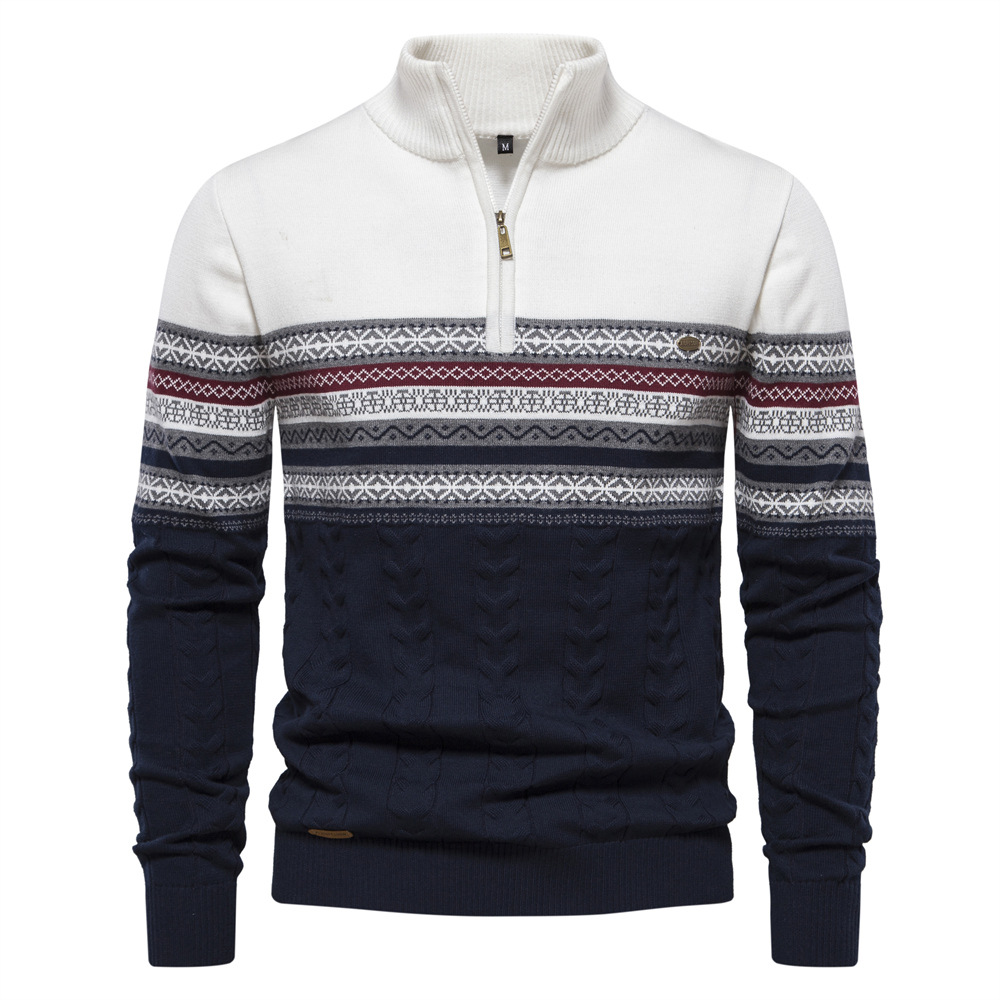 Men's Ethnic Patterns Casual Half-Zip Knit Sweater