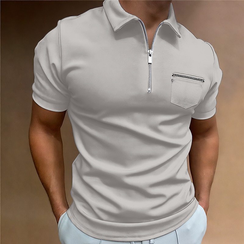 Men's Button Pocket Henley Athletic Polo Shirt