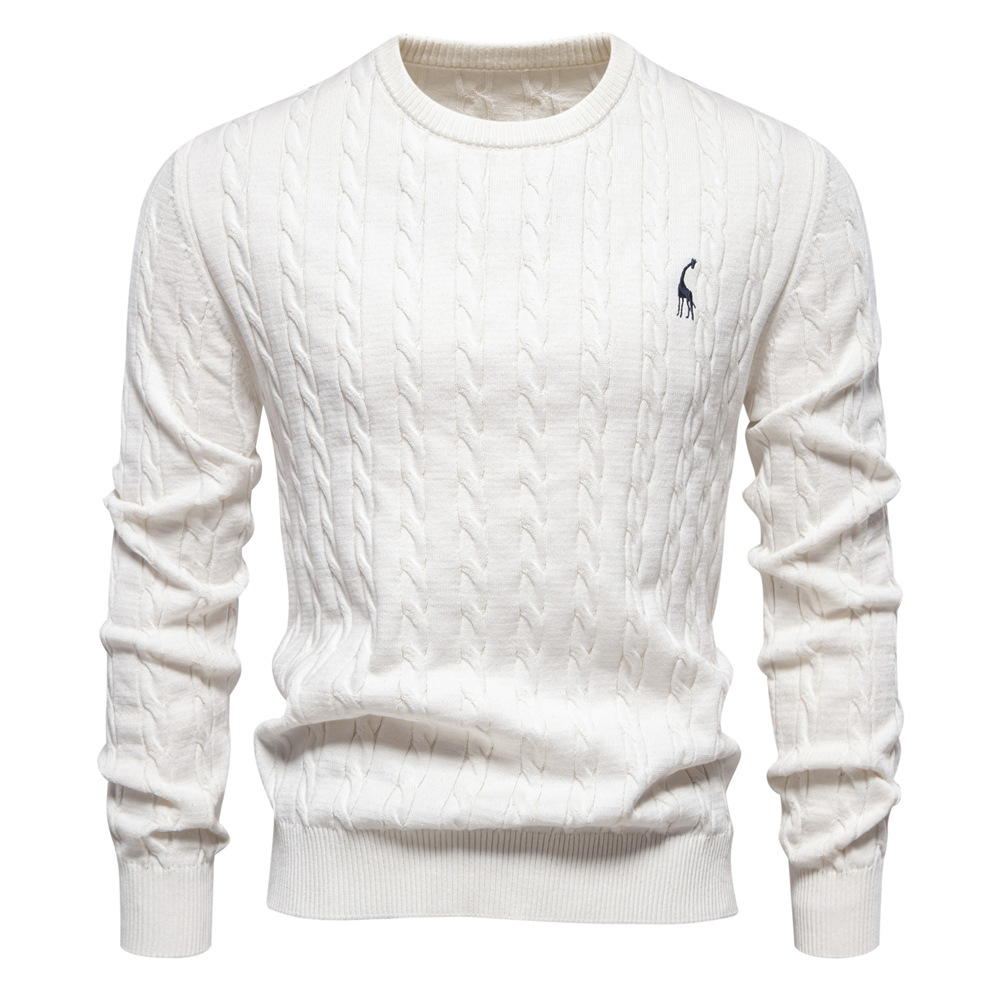 Men's Crewneck Sweater with Deer Embroidery – Martwil Casual Knit Pullover