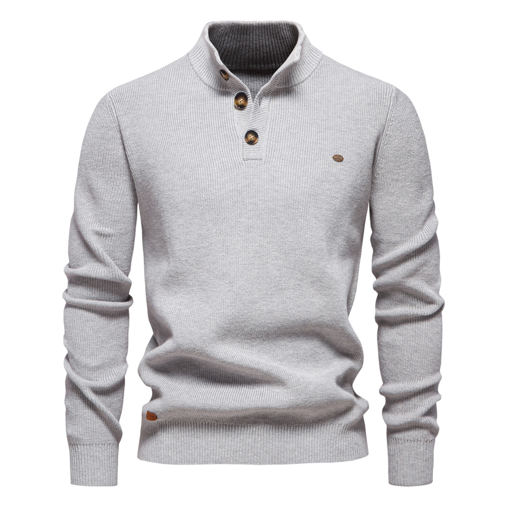 Men's Half-Zip Pullover Sweater - Long Sleeve Mock Neck Solid Color Casual Top