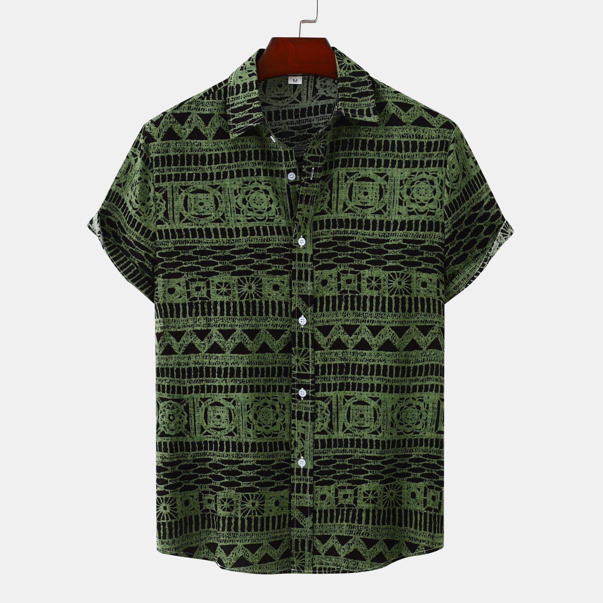 Men's Ethnic Print Short Sleeve Shirt
