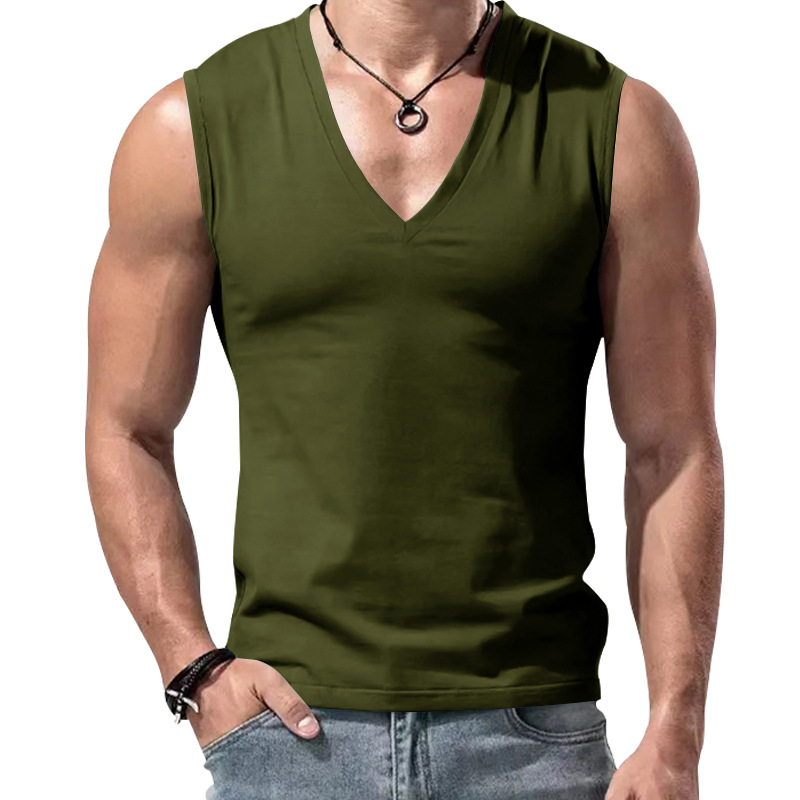 Men's Solid Color V-neck Casual Vest