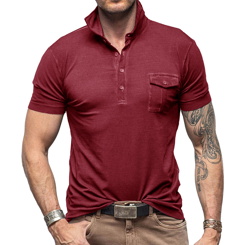 Men's Solid Color Collared Short Sleeve Polo Shirt