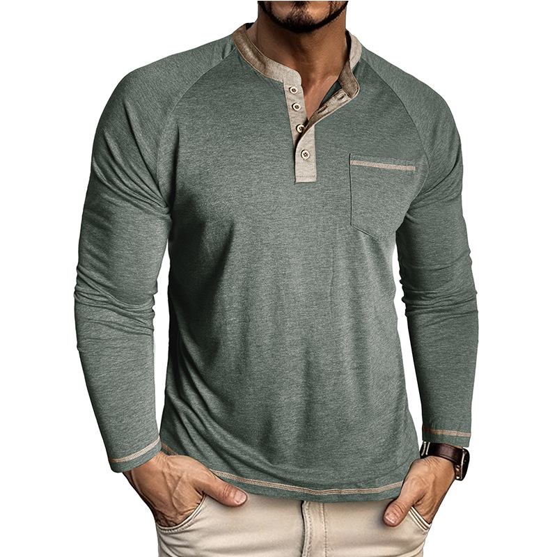 Men’s Colorblock Long Sleeve Henley Shirt
