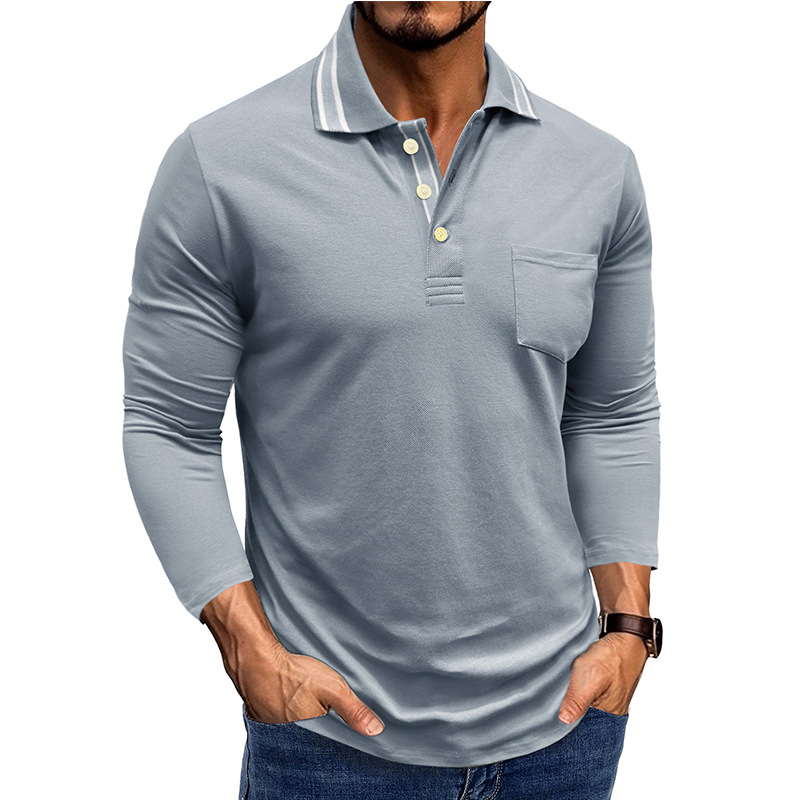 Men’s Cotton Long Sleeve Polo Shirt