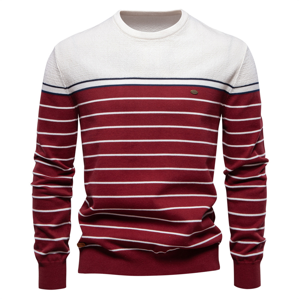 Men's Color Block Striped Knit Sweater