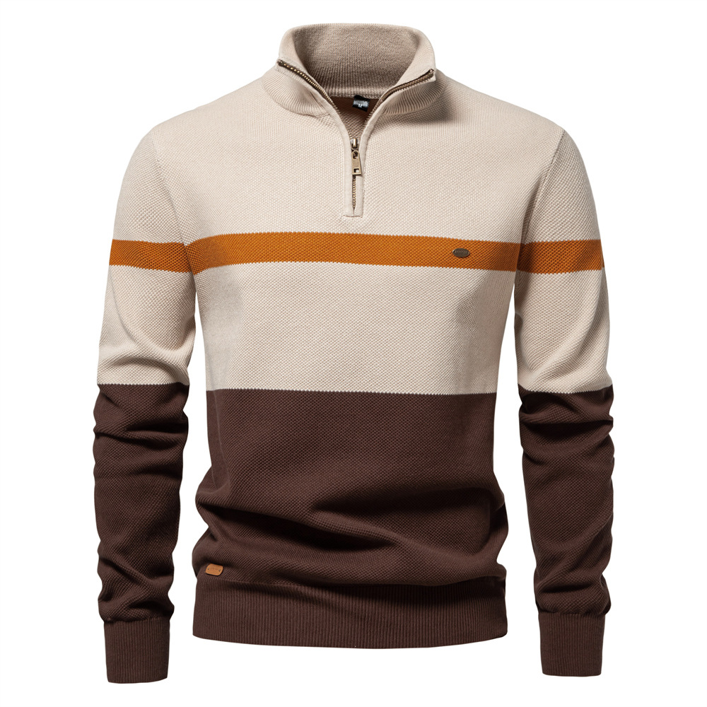 Men's Half-Zip Stand Collar Knit Sweater