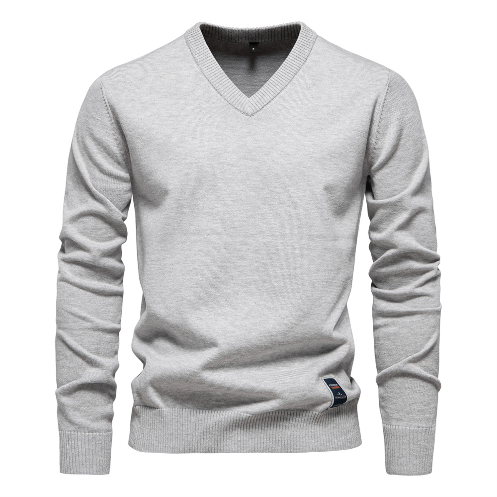 Men's Stretch Comfort V-Neck Cotton Sweater