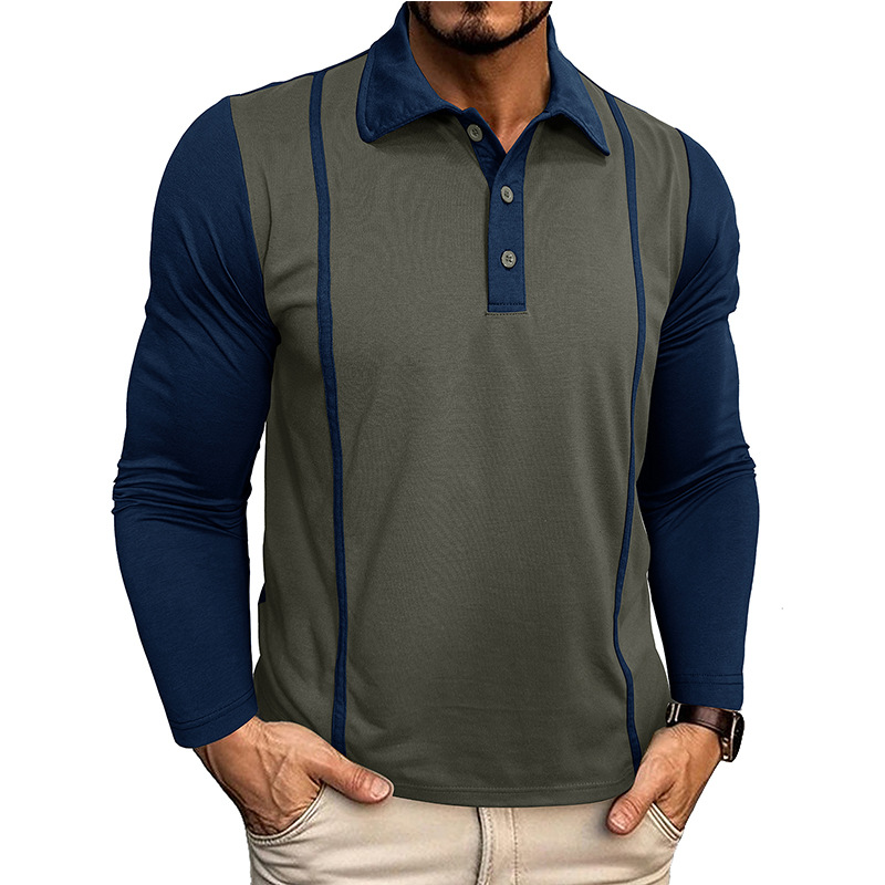 Men's Colorblock Long Sleeve Polo