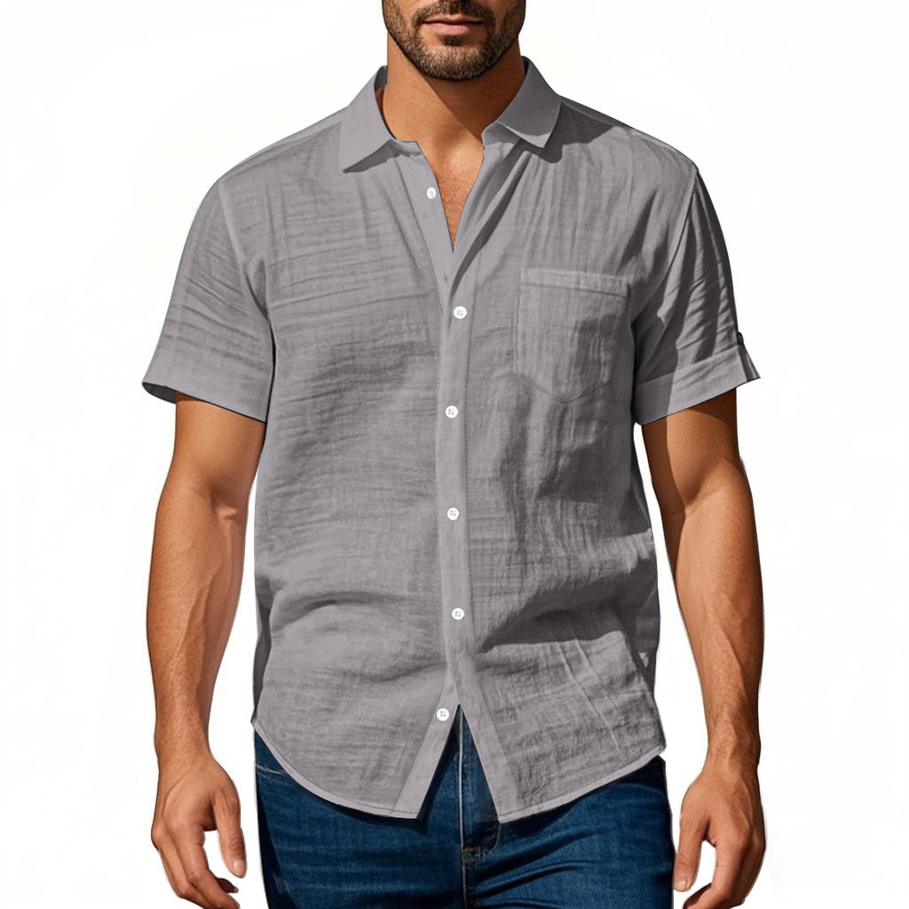 Men's Washed Linen Short Sleeve Shirt