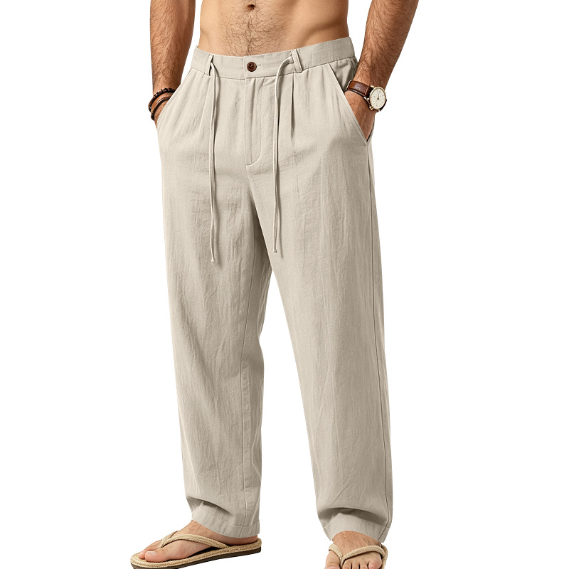 Men's Sand-Washed Linen Drawstring Pants