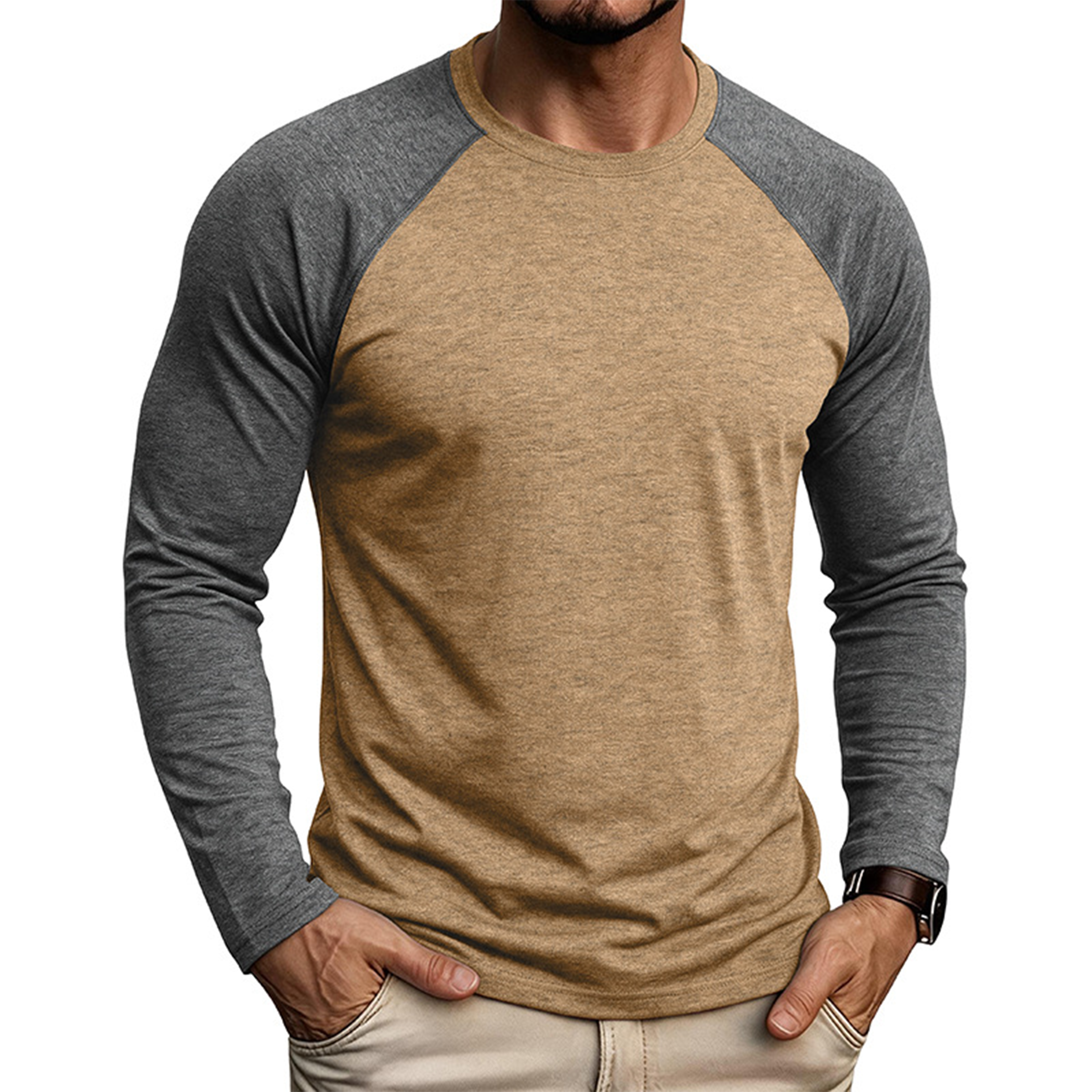 Men's Colorblock Raglan Long Sleeve T-Shirt