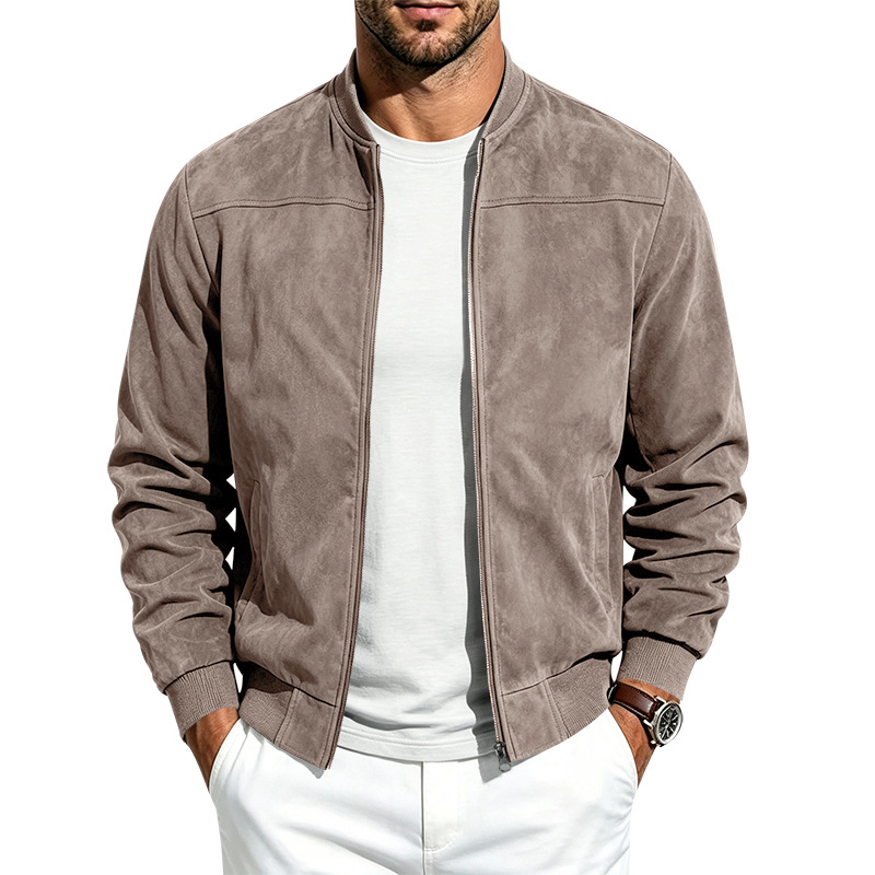 Men's Suede-Look Bomber Jacket