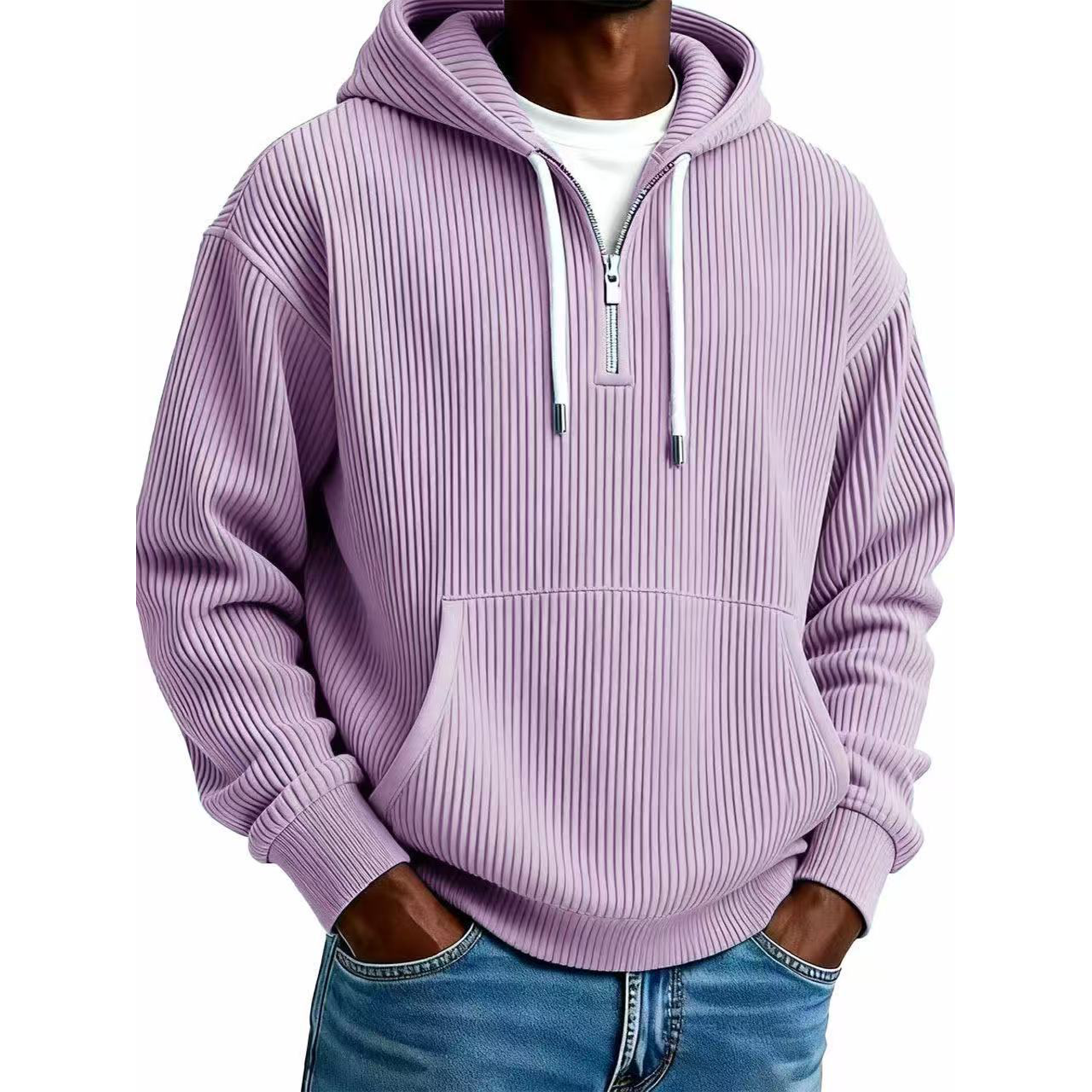 Men's Ribbed Corduroy Quarter-Zip Hoodie