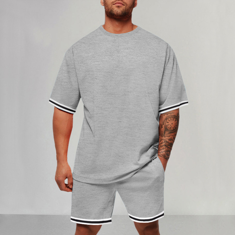 Men's Colorblock Crew Neck Short Sleeve Two-Piece Set
