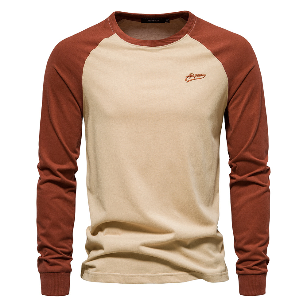 Men's Casual Long Sleeve Basic Stitching T-Shirt