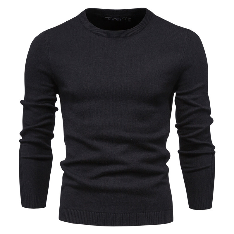 Men's Pullover Solid Color Warm Slim Crew Neck Sweater