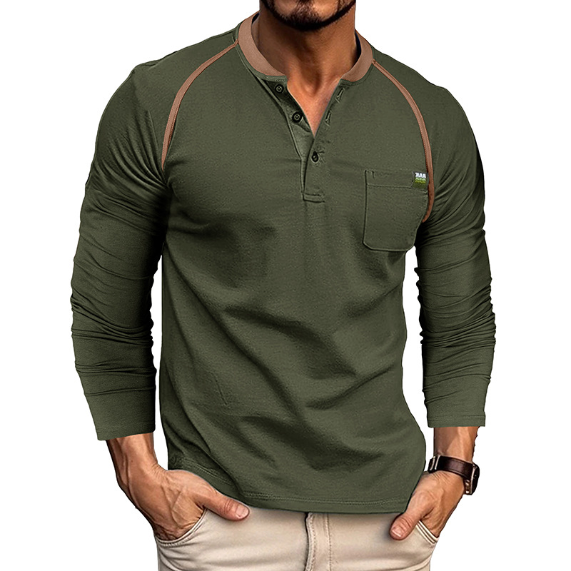 Men's Long Sleeve Henley Shirt for Fall/Winter