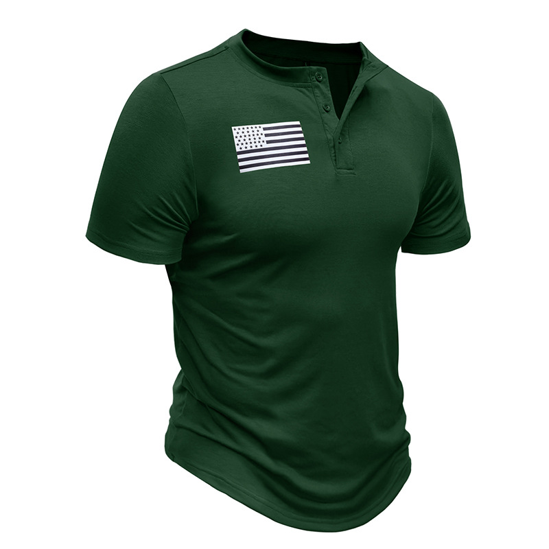 Men's Casual Button Short Sleeve Henley Outdoor Tactical Shirt