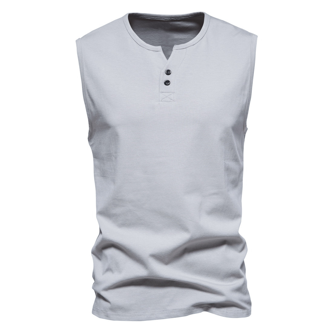 Men's Summer Sleeveless Henley Neck Tank Top Base Shirt