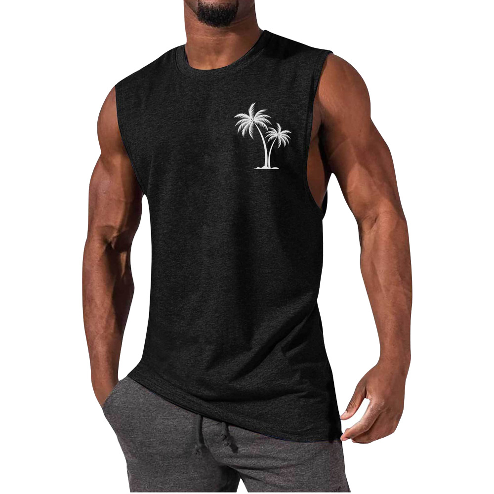 Men's Coconut Tree Print Muscle Leisure Sports Vest