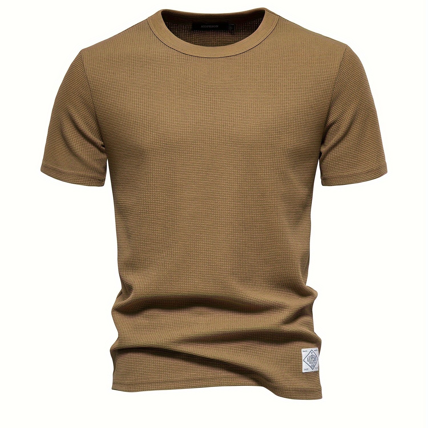 Men's Comfy Lightweight Short Sleeve Crew Neck Solid Waffle T-shirt