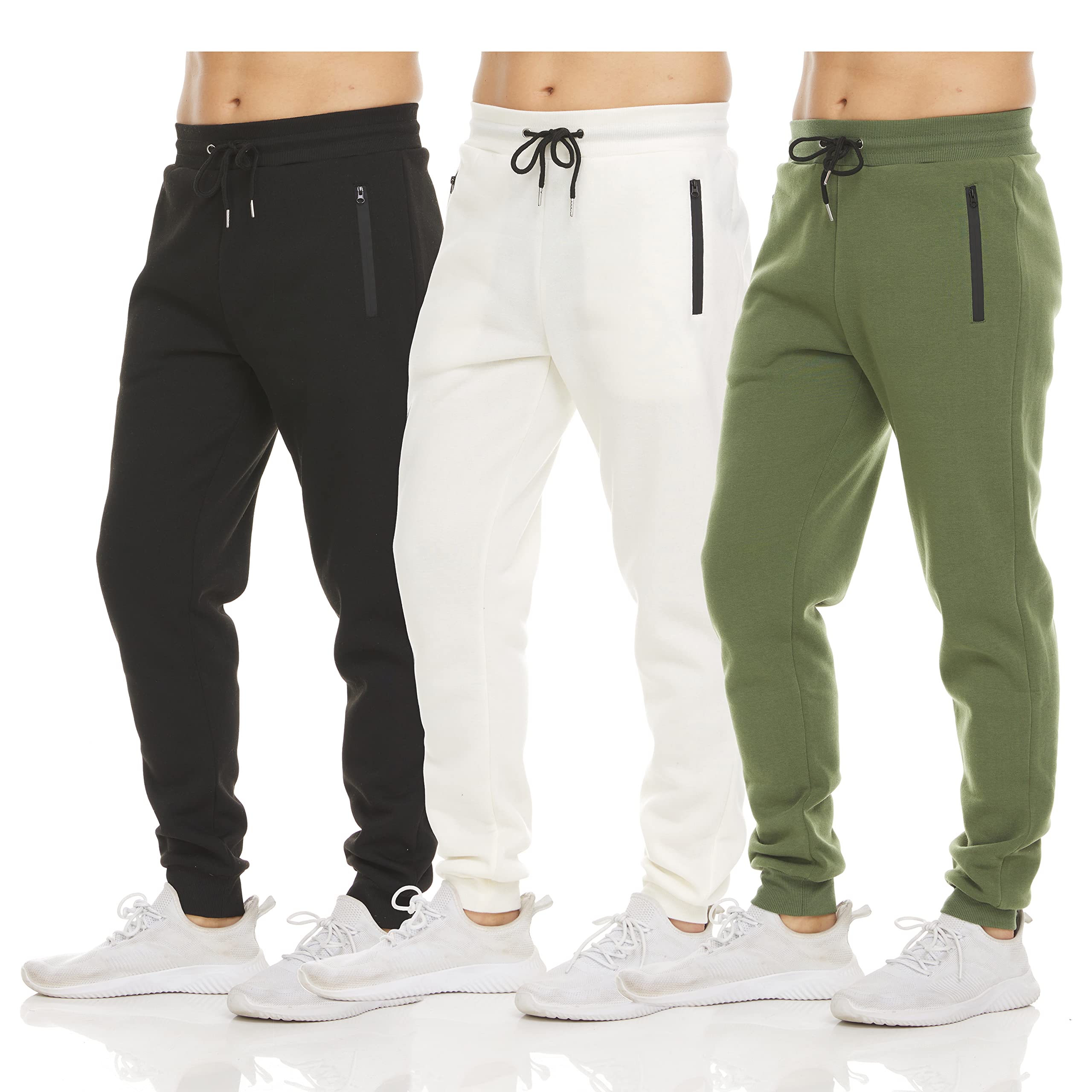 Mens Drawstring Fleece Sweatpants with Zipper Pocket