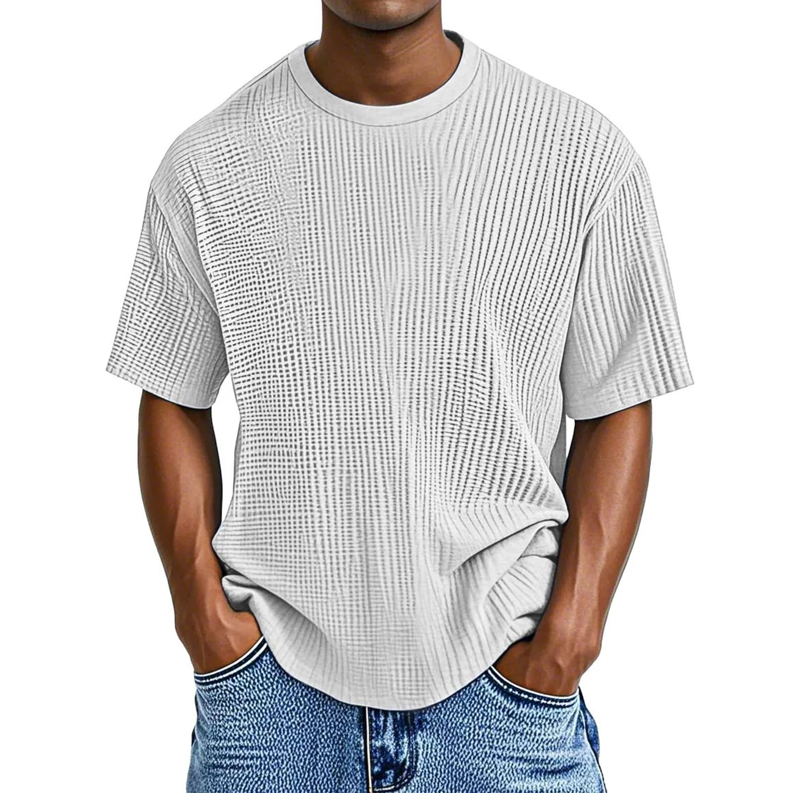 Men's Waffle Knit Short Sleeve Crew Neck T-Shirt