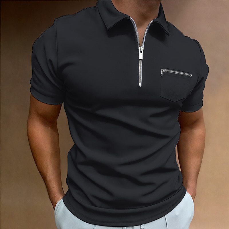 Men's Button Pocket Henley Athletic Polo Shirt